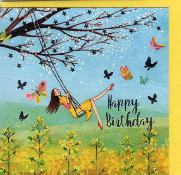 Mila Marquis „Happy Birthday“: Mini-Doppelkarte, Größe: 7,7x7,7cm